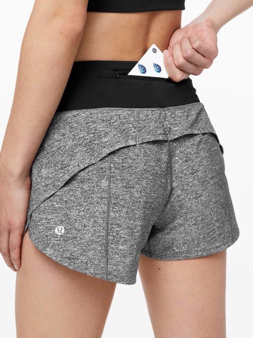 Lululemon Speed Up Short Long 4" Updated Fit
Gray Heather Lux Multi Black 6